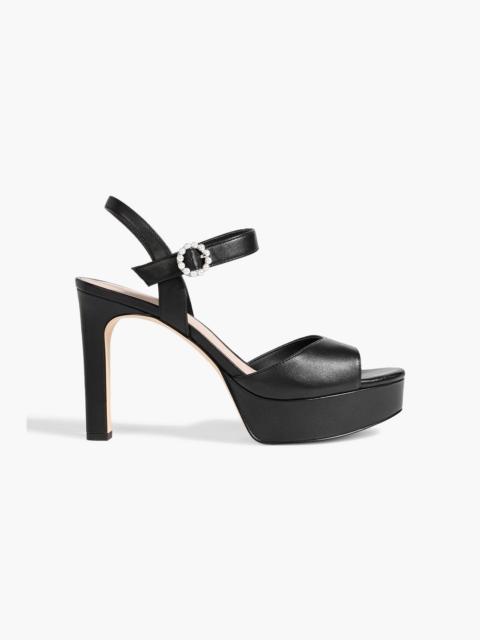 Stuart Weitzman Piper 110 faux pearl-embellished leather platform sandals