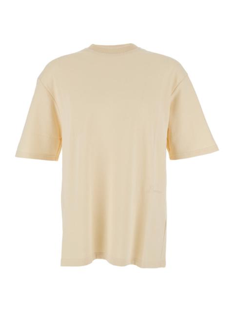 JACQUEMUS Jacquemus Men 'Le T-Shirt Fino' Beige T-Shirt With Logo Lettering On The Front In Cotton Man