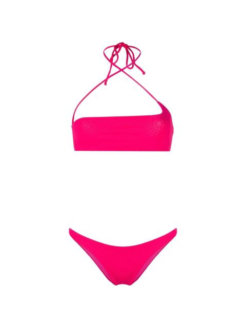 THE ATTICO ribbed halterneck bandeau bikini