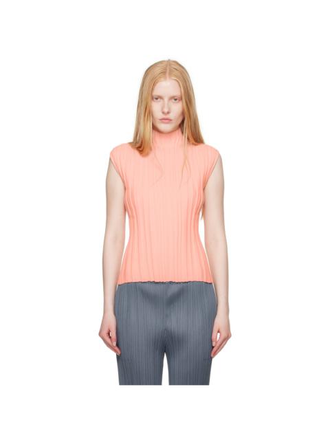 Pleats Please Issey Miyake Pink Rib Knit Top