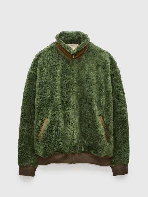 REMI RELIEF Shaggy Fleece Zip Jacket in Khaki