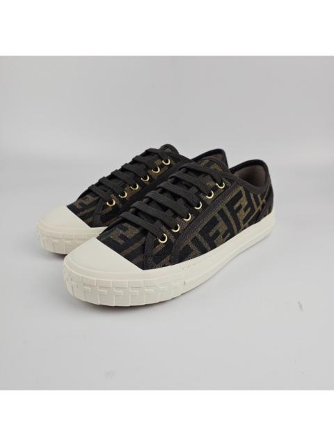 FENDI FENDI Domino$720 Women's Brown FF Fabric Sneakers New & Auth