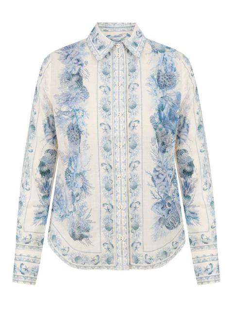 Zimmermann Wanderlust Body Shirt in Blue Toile