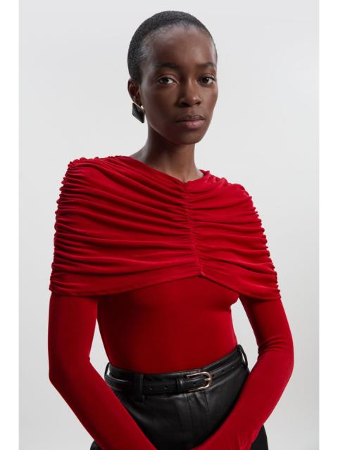 KAREN MILLEN Drapey Crepe Detail Flare Sleeve Bodysuit