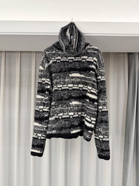SAINT LAURENT Saint Laurent SLP Authentic Wool and Cashmere Blend Sweater, Black, White, and Gray High-Neck Knit