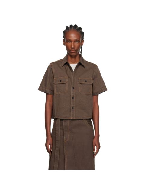 sacai Brown Paneled Denim Shirt
