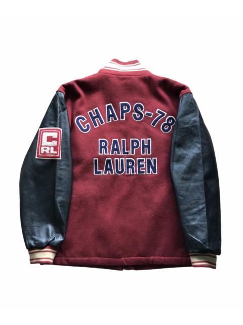 Other Designers Polo Ralph Lauren - Vintage Iconic 80s-90s Chaps Leather Sleeve Letterman Jacket