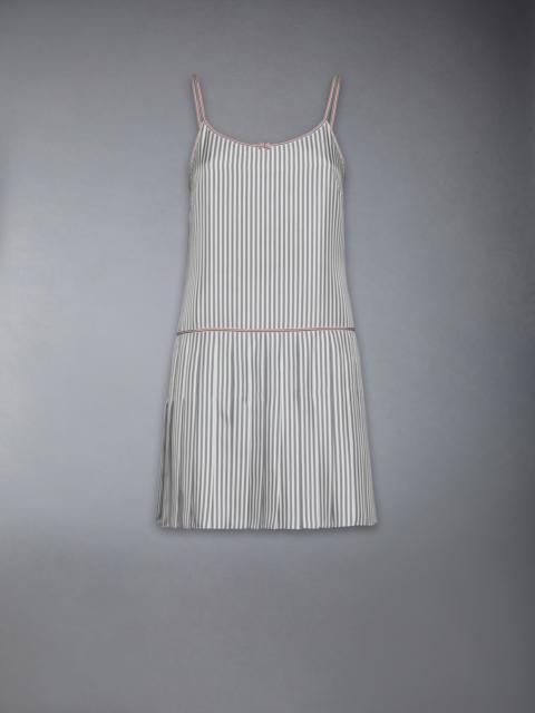 Thom Browne SILK TWILL MINI PLEATED SLIP DRESS