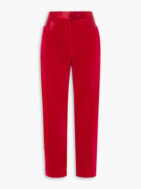 TOM FORD Satin-trimmed cotton-velvet straight-leg pants