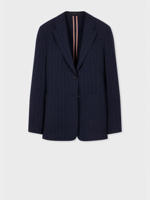 Paul Smith Women's Wool-Blend Navy Seersucker Pinstripe Blazer