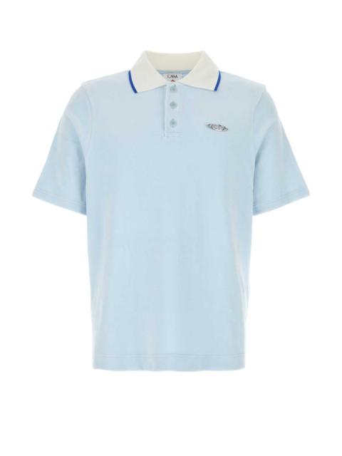 CASABLANCA Casablanca Men Pastel Light Blue Velvet Polo Shirt