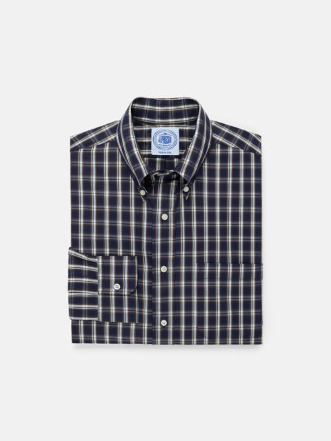 J. PRESS MADE-IN-USA NAVY PLAID COTTON BROADCLOTH SPORT SHIRT - CLASSIC FIT