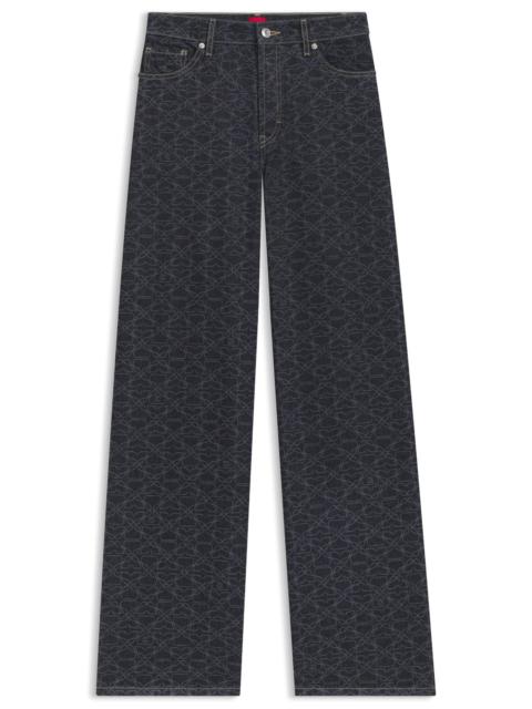 HUGO SUPER-WIDE-LEG JEANS IN MONOGRAM LASER-PRINT DENIM