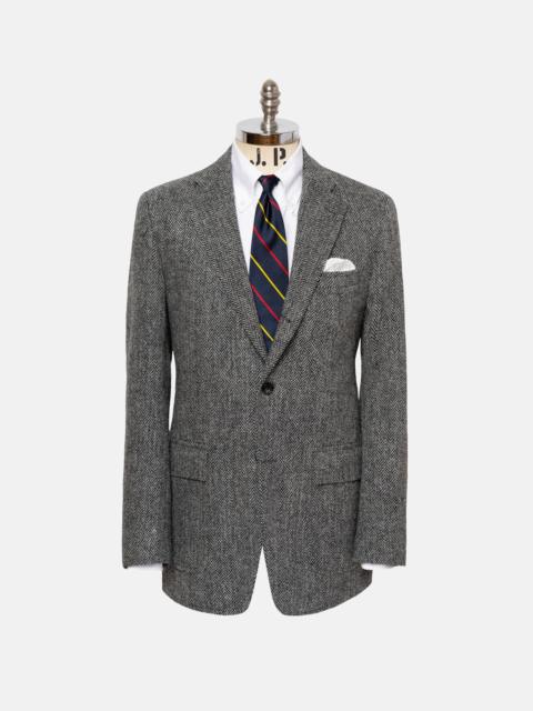 J. PRESS MADE-IN-USA BLACK & WHITE HERRINGBONE HARRIS TWEED SPORT COAT