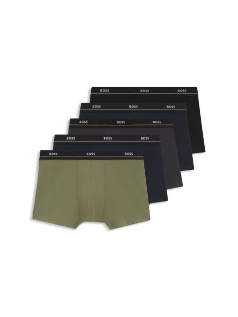 BOSS THREE-PACK OF STRETCH-COTTON TRUNKS WITH LOGO WAISTBANDS