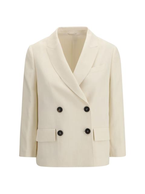 Brunello Cucinelli Brunello Cucinelli Women Fluid Twill Jacket In Viscose And Linen With Monile