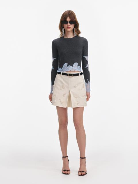 self-portrait Grey Contrast Lace Jumper