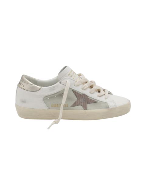 Golden Goose White And Gold Leather Superstar Sneakers