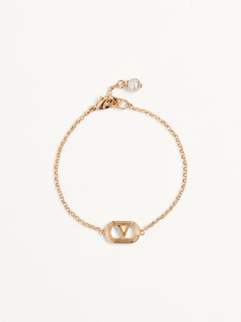 Valentino OVAL BRACELET IN METAL AND SWAROVSKI® PEARL