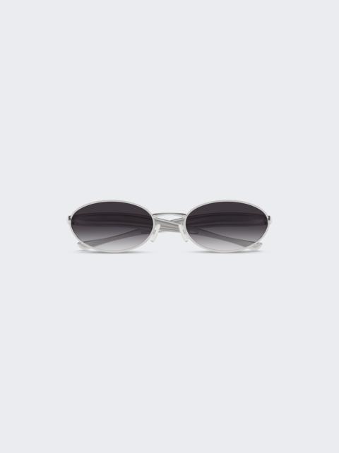 Bottega Veneta Sardine Oval Sunglasses Silver