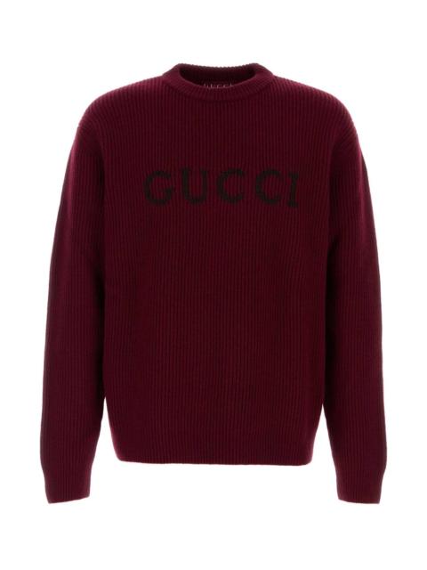 GUCCI Gucci Men Burgundy Wool Blend Sweater