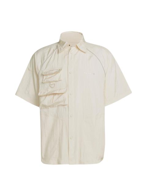 adidas Men's adidas originals Solid Color Single Breasted Short Sleeve Beige Shirt HK2734