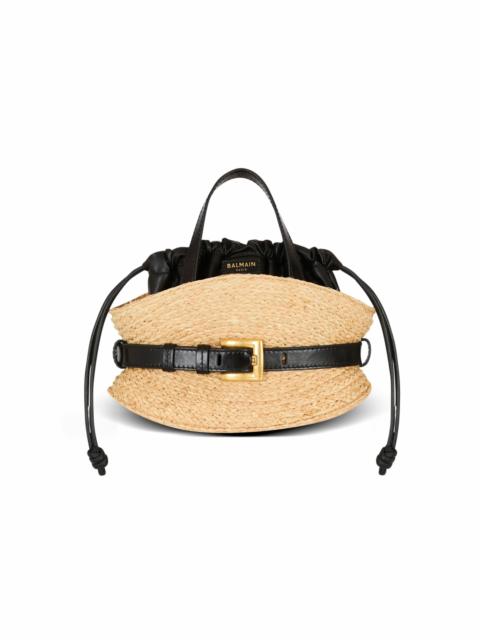 Balmain Balmain Shuffle Mini bag in raffia in Brown at Nordstrom