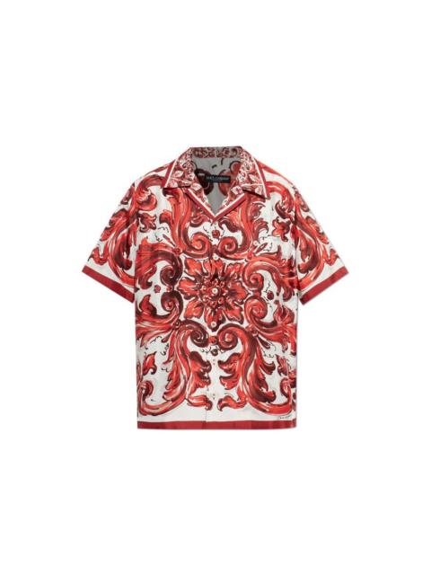 Dolce & Gabbana DOLCE & GABBANA Majolica Red Silk Shirt New & Authentic (Men