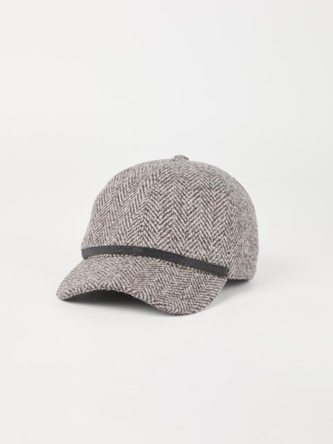 Brunello Cucinelli Virgin wool tweed baseball cap with shiny band