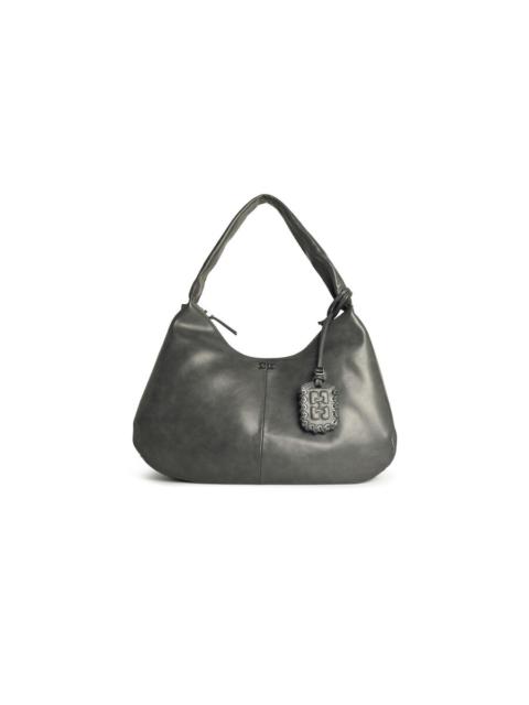 GANNI Ganni Bou Xxl Grey Leather Blend Bag