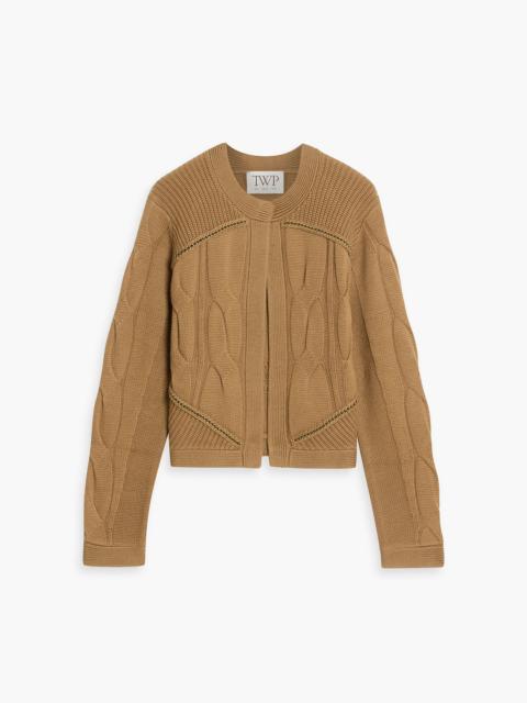 TWP Chain-embellished cable-knit merino wool cardigan