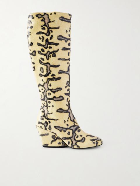 Proenza Schouler Slant Snake-effect Leather Knee Boots