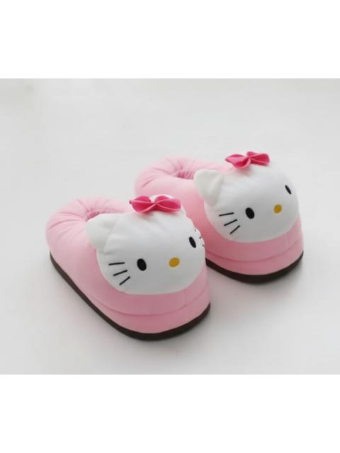 Other Designers Cartoon Hello Kitty Cute Plush Cotton Slippers Women Comfort Non Slip Home Indoor Shoes Anime