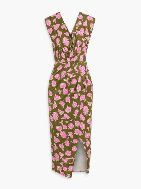 DIANE VON FURSTENBERG Hallie draped floral-print silk-jersey midi dress