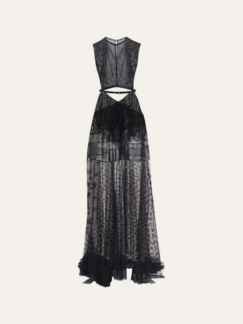 Stella McCartney Chantilly Lace Cutout Maxi Dress