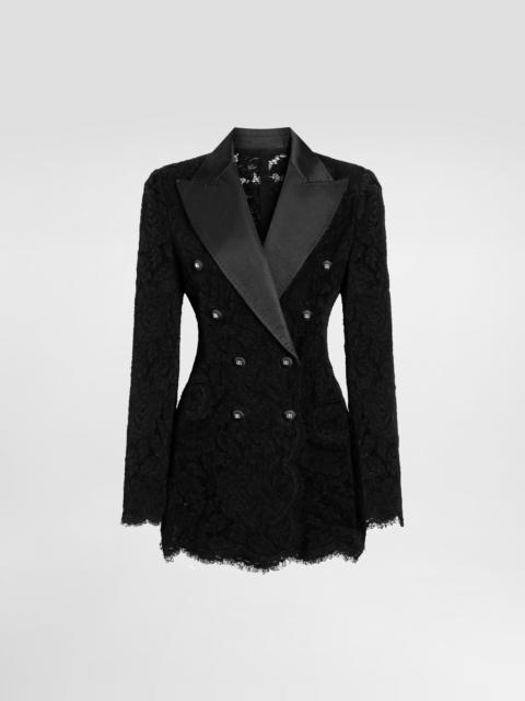 Dolce & Gabbana Branded stretch lace Turlington blazer