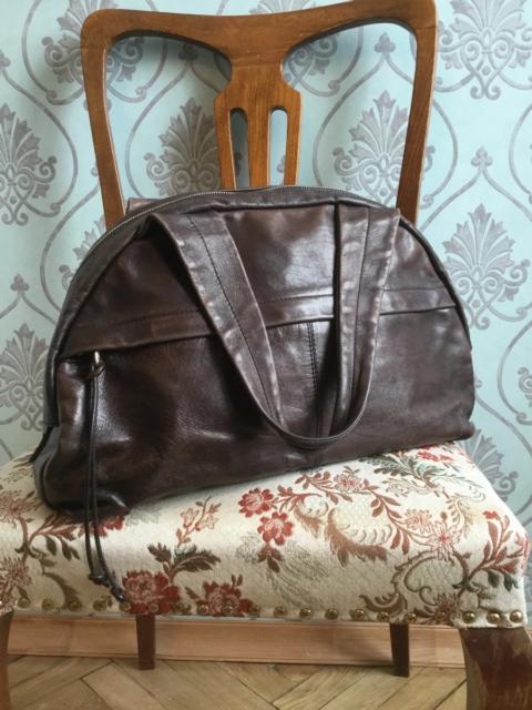 Yohji Yamamoto Y’s brown classical semicircle leather bag