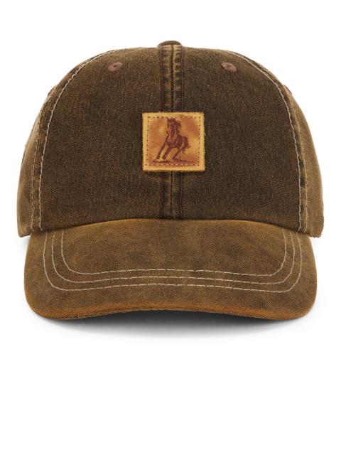 One Of These Days Running Horse Leather Patch Hat