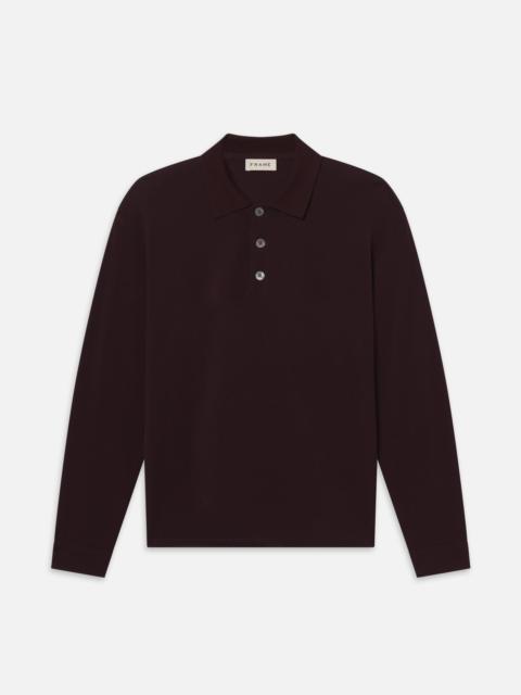 FRAME L/S Pique Polo in Burgundy