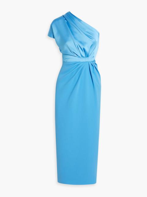 Other Designers One-shoulder draped satin-crepe midi dress