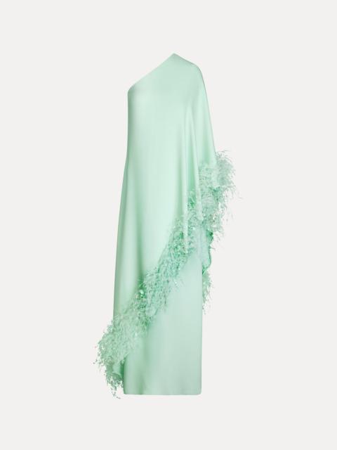 Oscar de la Renta POINT D’ESPRIT FEATHER EMBROIDERED CAFTAN