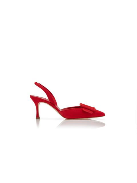 Manolo Blahnik Red Suede Slingback Pumps