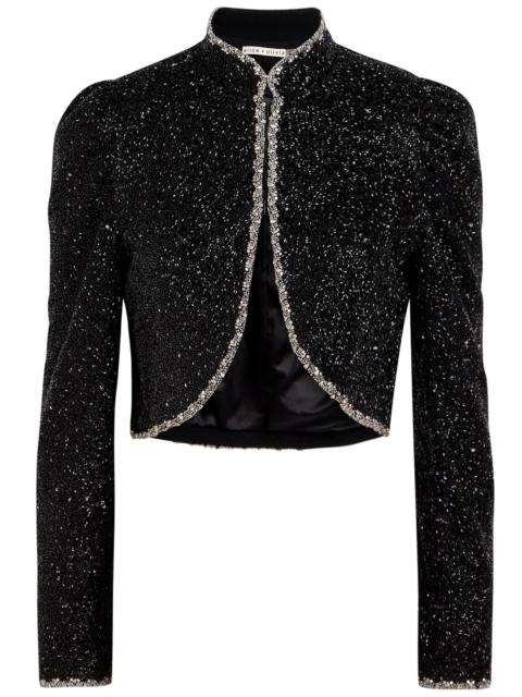 Alice + Olivia Alice + Olivia Ilaria Embellished Crepe Cropped Jacket