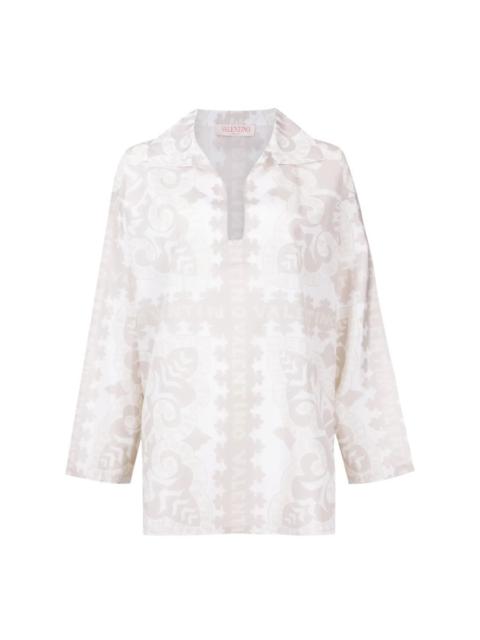 Valentino Valentino Garavani Geometric-Print Silk-Cotton Shirt