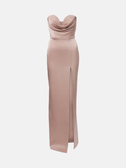 ALEX PERRY Draped satin bustier gown