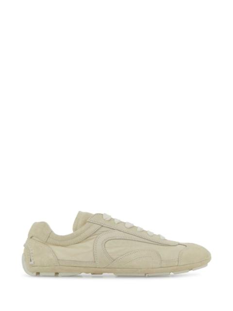 Prada Prada Men Ivory Suede And Re-Nylon Montecarlo Re-Edition 2005 Sneakers