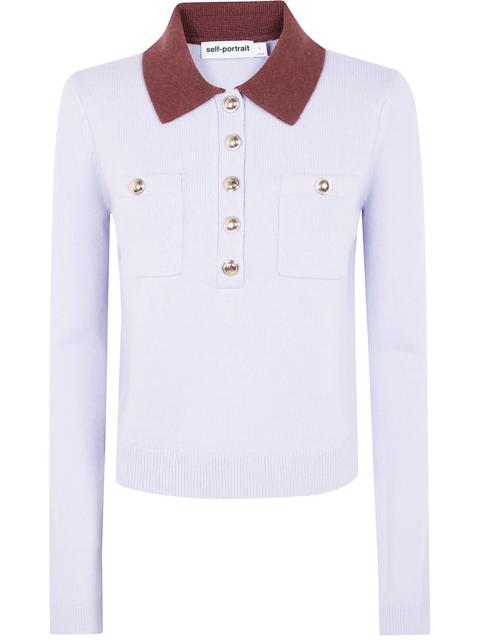 self-portrait Contrast Collar Knit Top