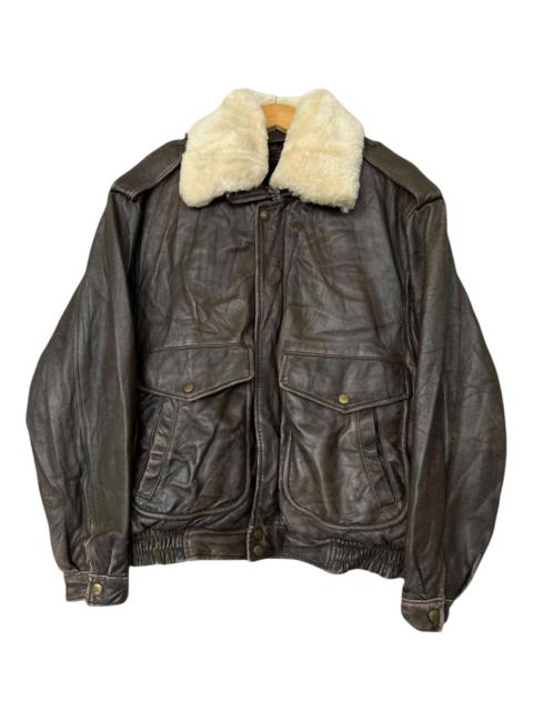 Vintage 90s Century A-2 Shearling Brown Leather Jacket