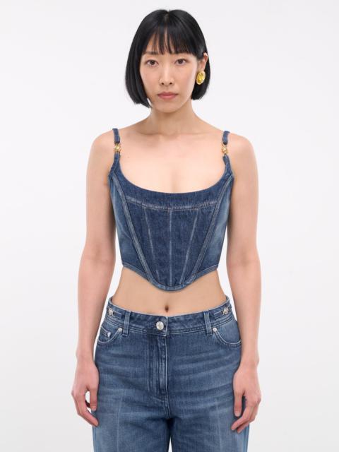VERSACE Medusa '95 Denim Corset Top
