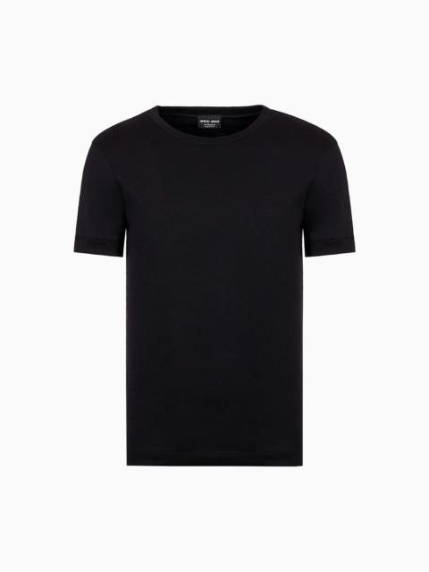 GIORGIO ARMANI ICON CREW-NECK, SHORT-SLEEVED JUMPER IN CASHMERE INTERLOCK